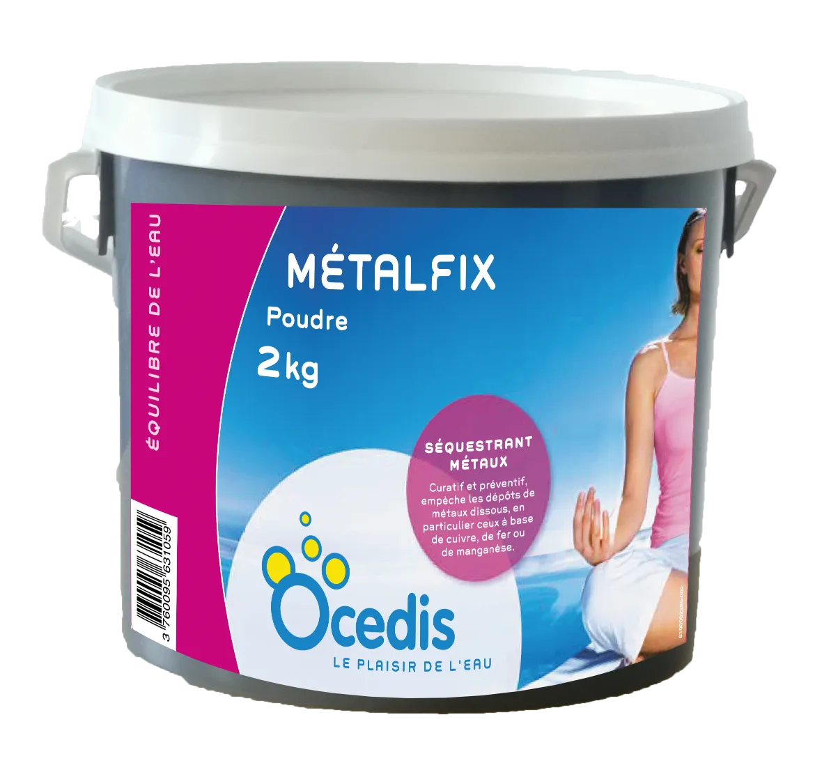 OCEDIS Metalfix Seau 2 Kg, Prévention Oxydations des Métaux, Contre Coloration de l'Eau, Produits Pour Piscine, Produit pour Eau