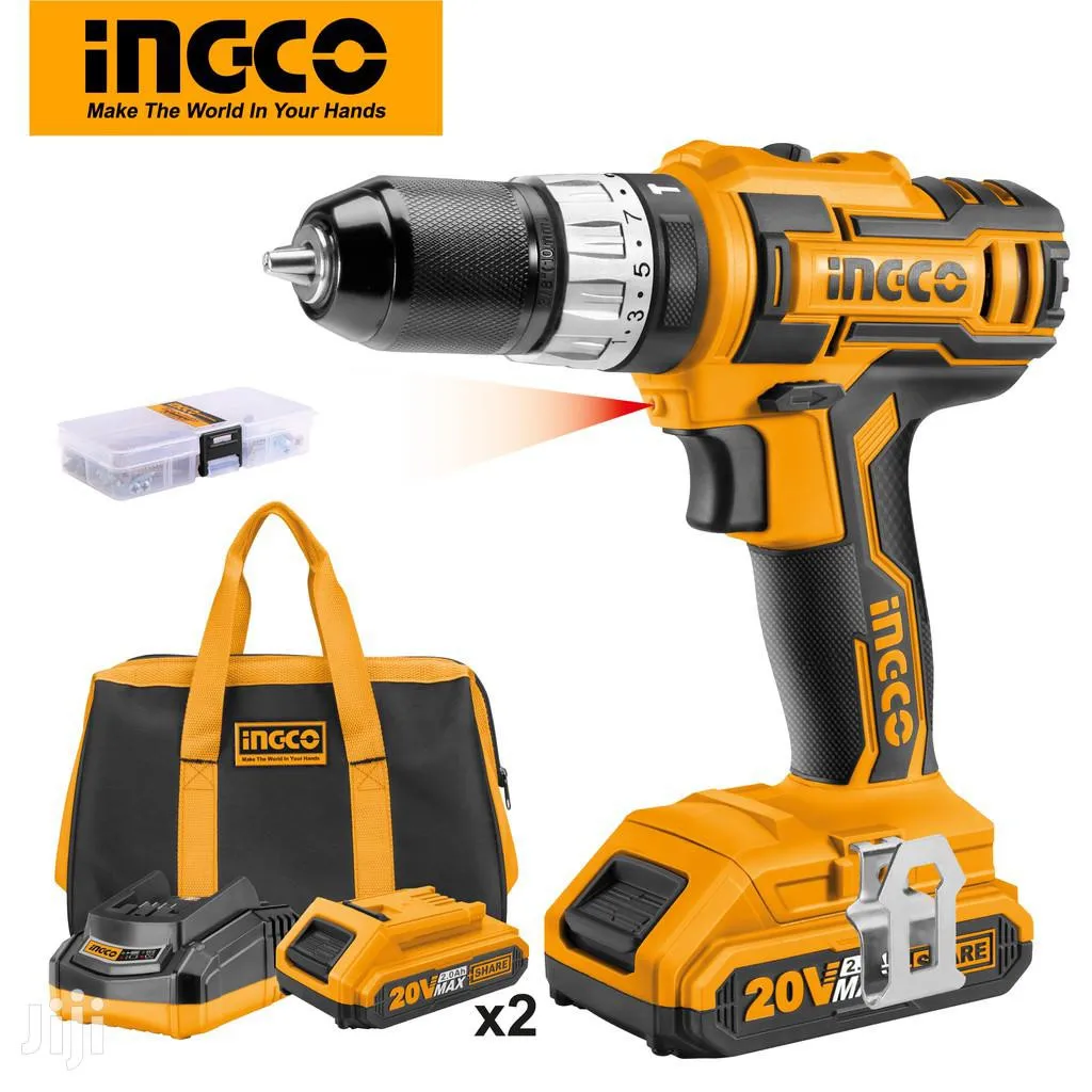 Perceuse à percussion lithium-ion, Perceuse sans-fil INGCO, Mandrin à Verrouillage Automatique, Outils de Bricolage, Perçage