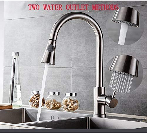 Robinet Cuisine Mitigeur AHWCY132806, Bec Rotatif à 360 Degrés, Finition Chrome, Double Type de Pulvérisation