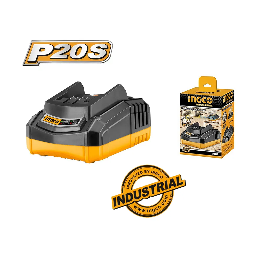 INGCO Chargeur Intelligent Rapide 20V FCLI2001, Adaptable Sur +50 Outils Electroportatifs INGCO, Charge Rapide En Maximum 2heures Pour Batteries 4A