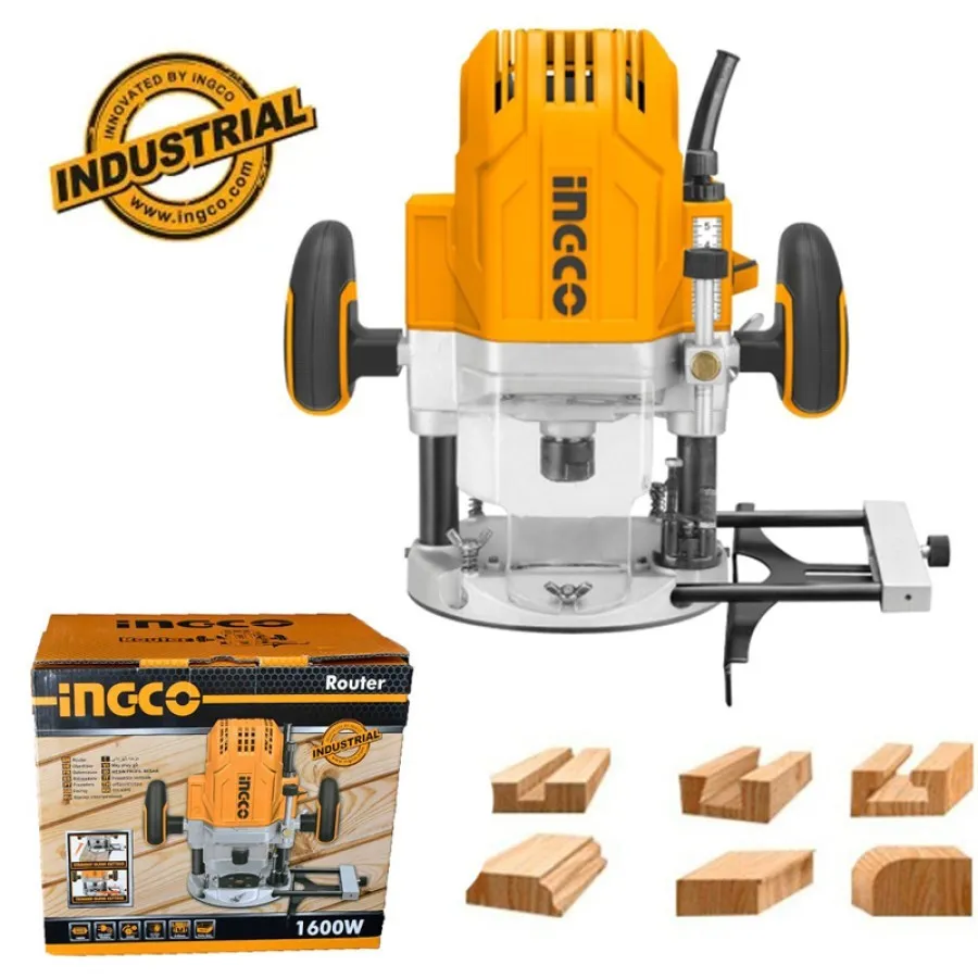 INGCO Routeur Plongeant Electrique RT160028, 1600 W, 22000 Tour/minute, Guide Parallèle Incluse, Menuiserie