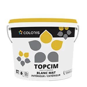 COLORIS Topcim 25kg, Aspect Blanc Mat, Pour Intérieur Et Extérieur, Dressage Des Parois De Maçonnerie