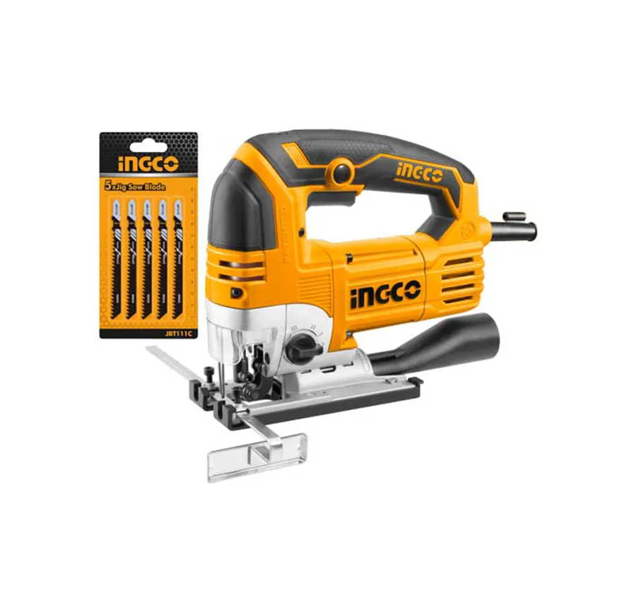 Scie Sauteuse Filaire INGCO - JS80068, 800W, Livré avec 5 Lames, Pare-Eclats, Cutcontrol, Ajusteur de Coupe, 6 Vitesses, Range Lames, Coffret de Rangement, Peut Découper Bois 135 mm et Acier 10mm, Déc
