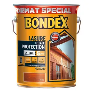 Bondex Lasure Totale Protection 1L, Protection Bois, Chêne Doré, Teck, Chêne Claire, Pin, Acajou, Incolore