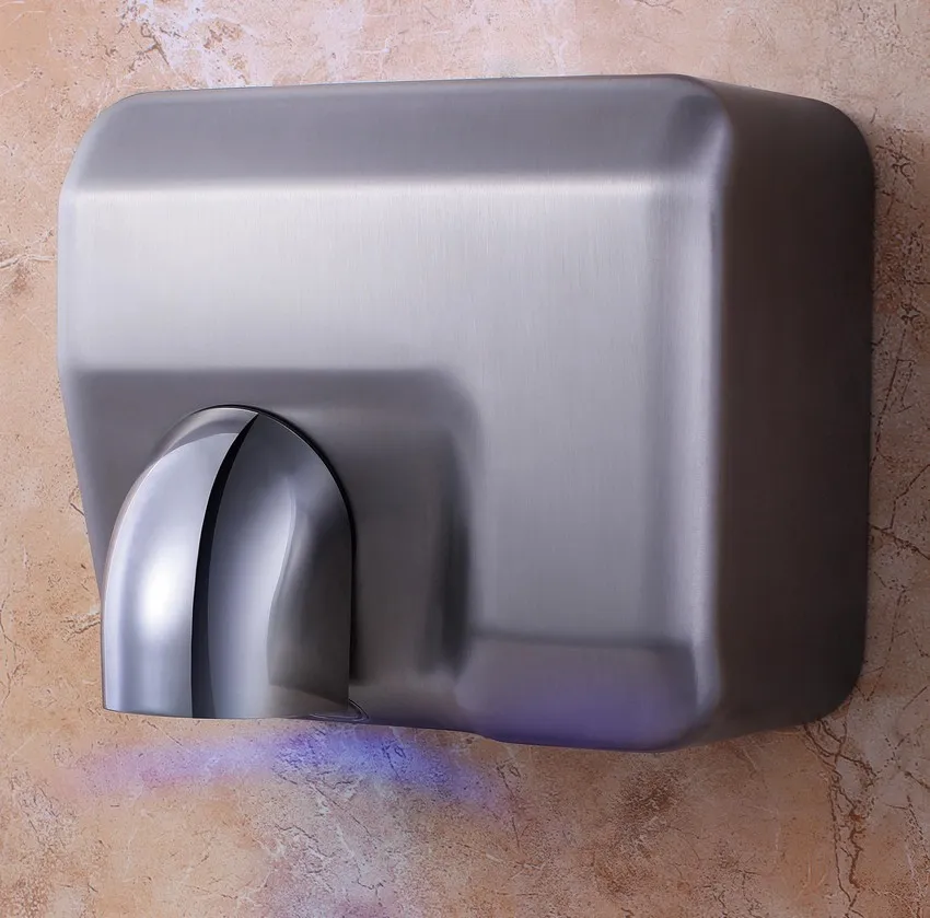 Sèche-main Electrique Professionnel 2300W, Couleur Argent, 230V, Débit d'air m3/h 270, Fixation Murale, Capteur Automatique, Séchage en 15 Secondes, Sante Publique et Environnement