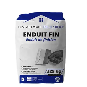 Sac Enduit Fin UNIVERSAL BUILDING, Sac 25Kg, Enduit De Finition, Ponçage Facile, Excellente Glisse