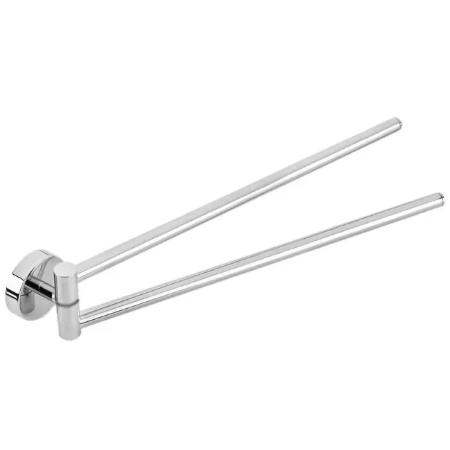 Porte-Serviette Pivotant Double Chromé, Support Mural, Acier Inoxydable, Accessoire de Bain, Design et Tendance, Rotation à 180 Degré, Finition Brillante Anticorrosion,