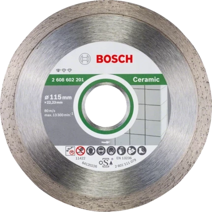 BOSCH Disque à Tronçonner Diamanté, Diamètre 115mm, Standard For Ceramic, Idéal Pour Les Petites Meuleuses Angulaires