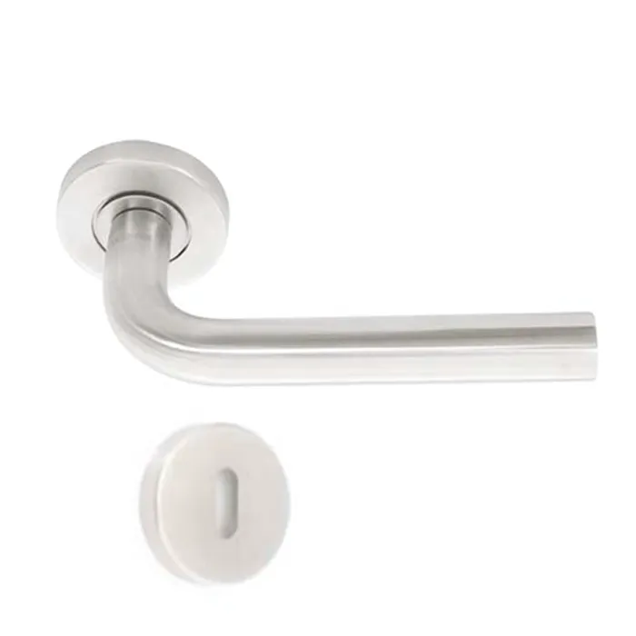 CLEDOR Poignée En Inox Tube Sur Rosace TVR, Poignée Avec Entrée Clé, Longueur Poignée 140 mm