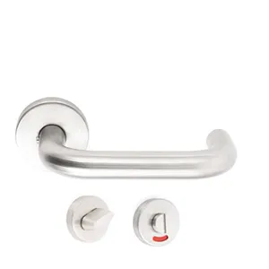 CLEDOR Poignée En Inox Tube THR, Poignée De Porte Avec Bouton De Condamnation, Pour WC, Design Epuré