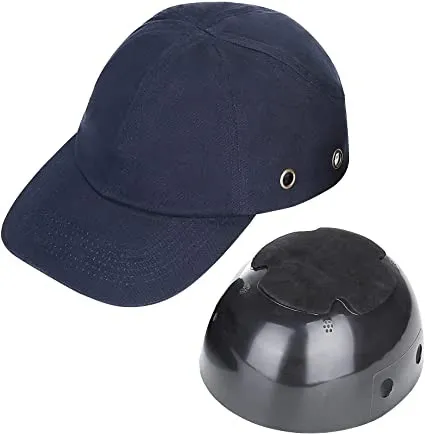 Casquette de Protection Respirant, Casque de Chantier, Légére Protection de la Tête, Atelier Equipement de Sécurité, Protection Anti Chute pour Sport, Casquette Coque ABS 4 Trous Bleu