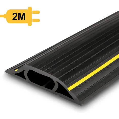 AGPTEK Passe Câble Sol 2M, Couvre-câble de sol, protecteur de câbles de plancher de 2 mètres avec 3 passages pour câbles et fils, Noir
